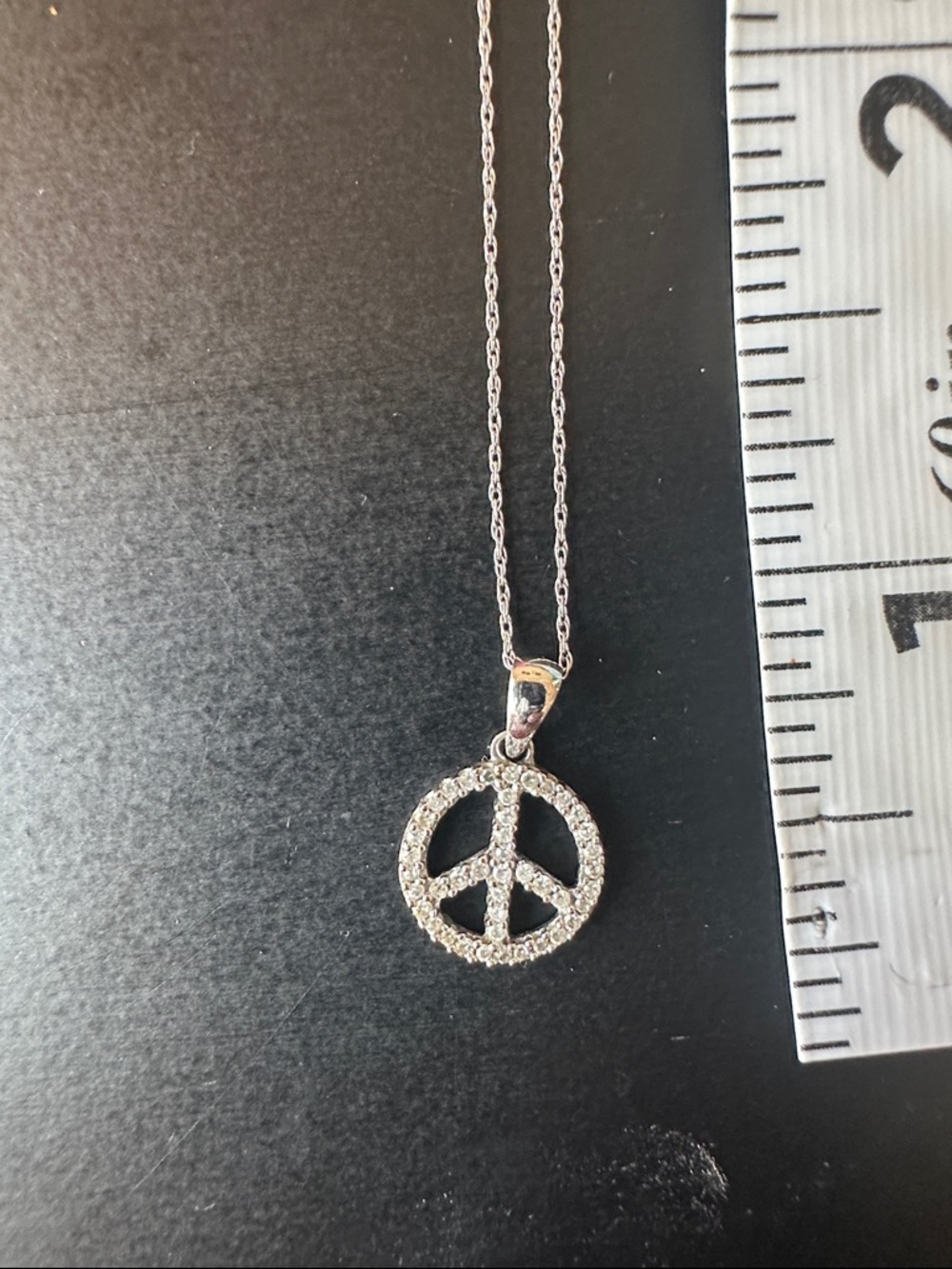 14k white gold dainty peace sign necklace